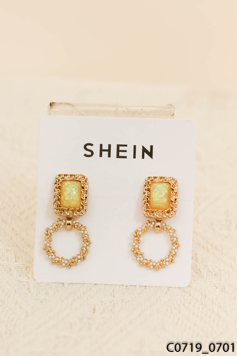 SHEIN- Bông tai vàng đính đá