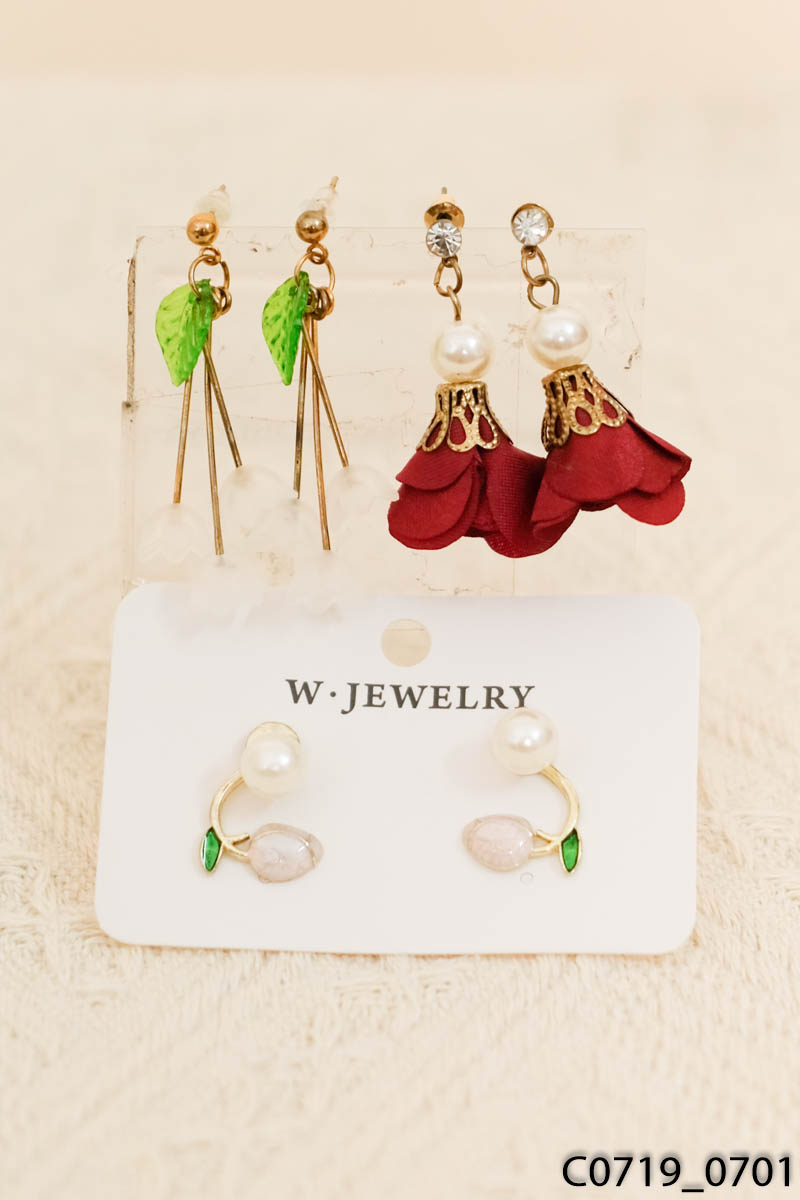 Set 3 đôi khuyên tai đính ngọc trai