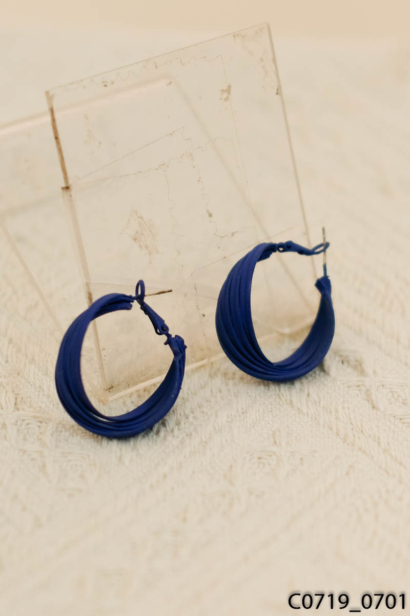 Set 3 khuyên tai tròn xoắn đen + xanh dương + xanh lá