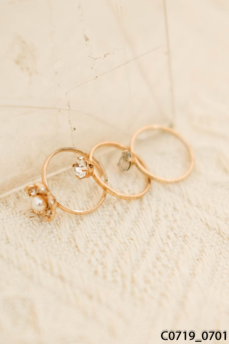 Set 3 nhẫn vàng đính ngọc trai