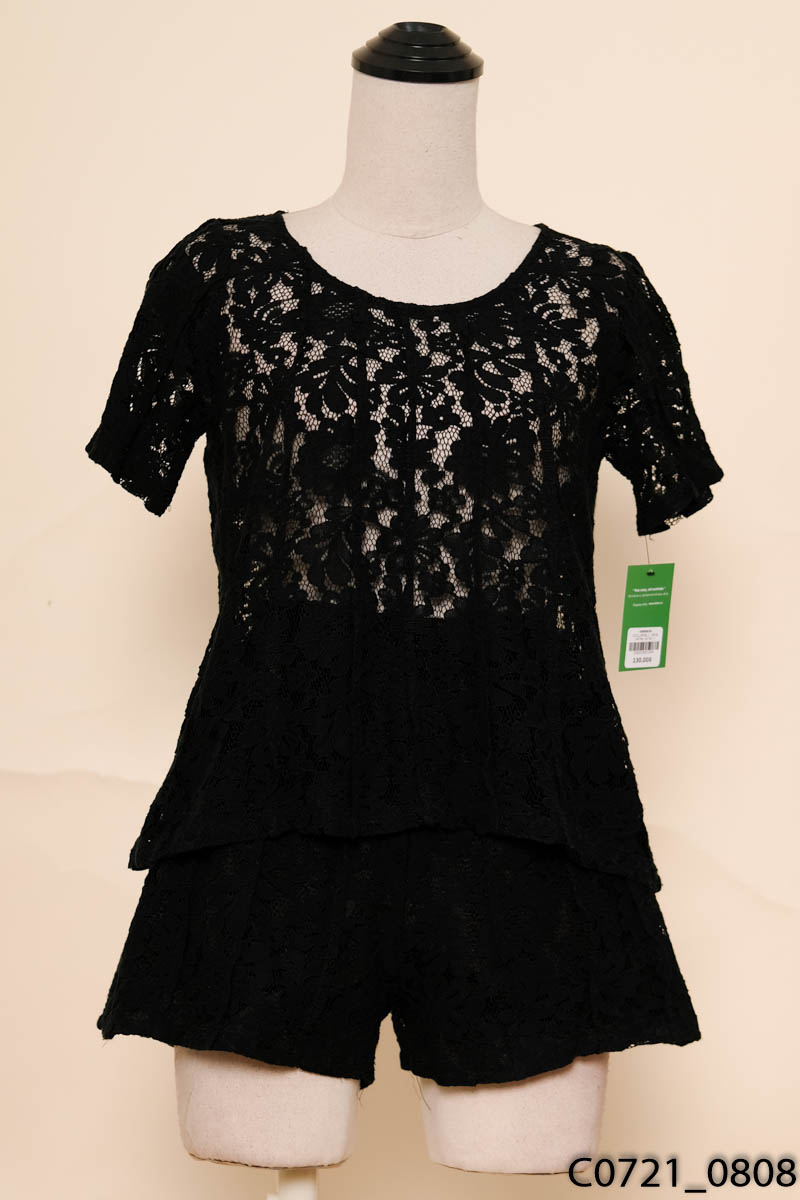 Set áo lưới đen cộc tay + quần shorts