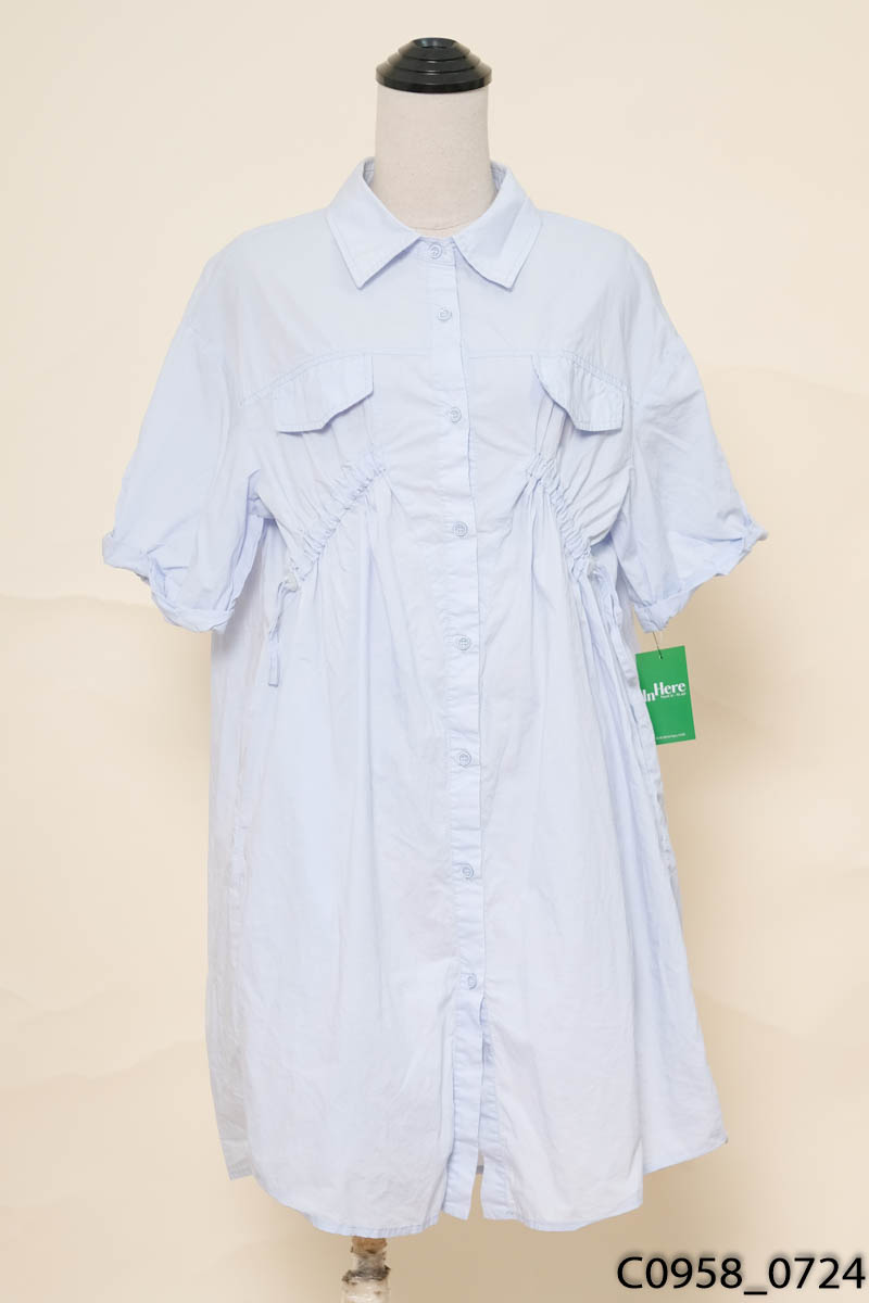 Đầm sơ mi xanh