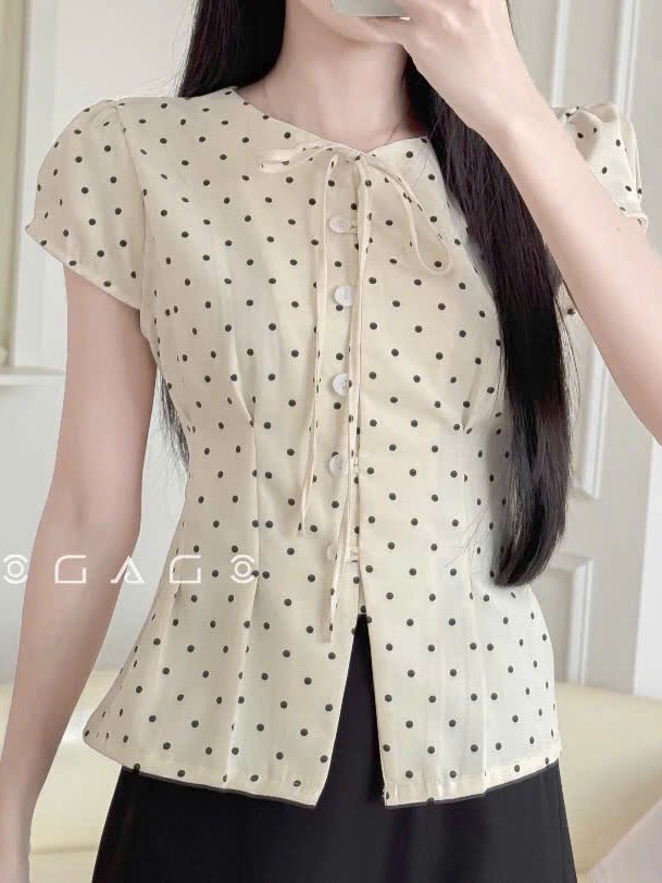 GAGO- Áo be chấm bi đen