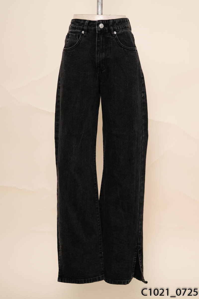 Quần jeans đen xám ống suông dottie