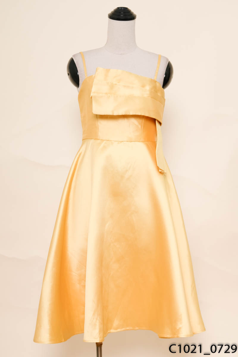 HA NGUYEN BOUTIQUE - Đầm vàng 2 dây dáng xòe