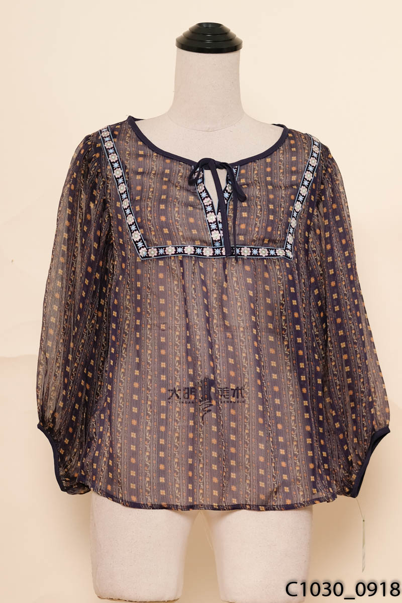 OLIVE DES OLIVE - Áo xanh họa tiết