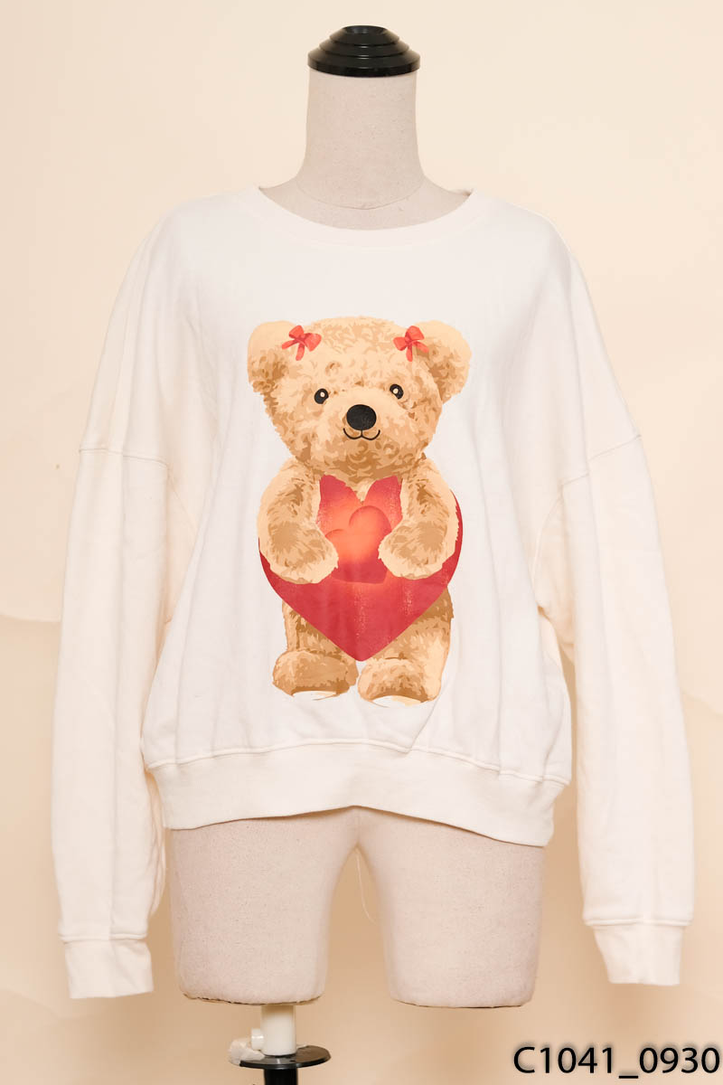 Áo sweater be hình gấu