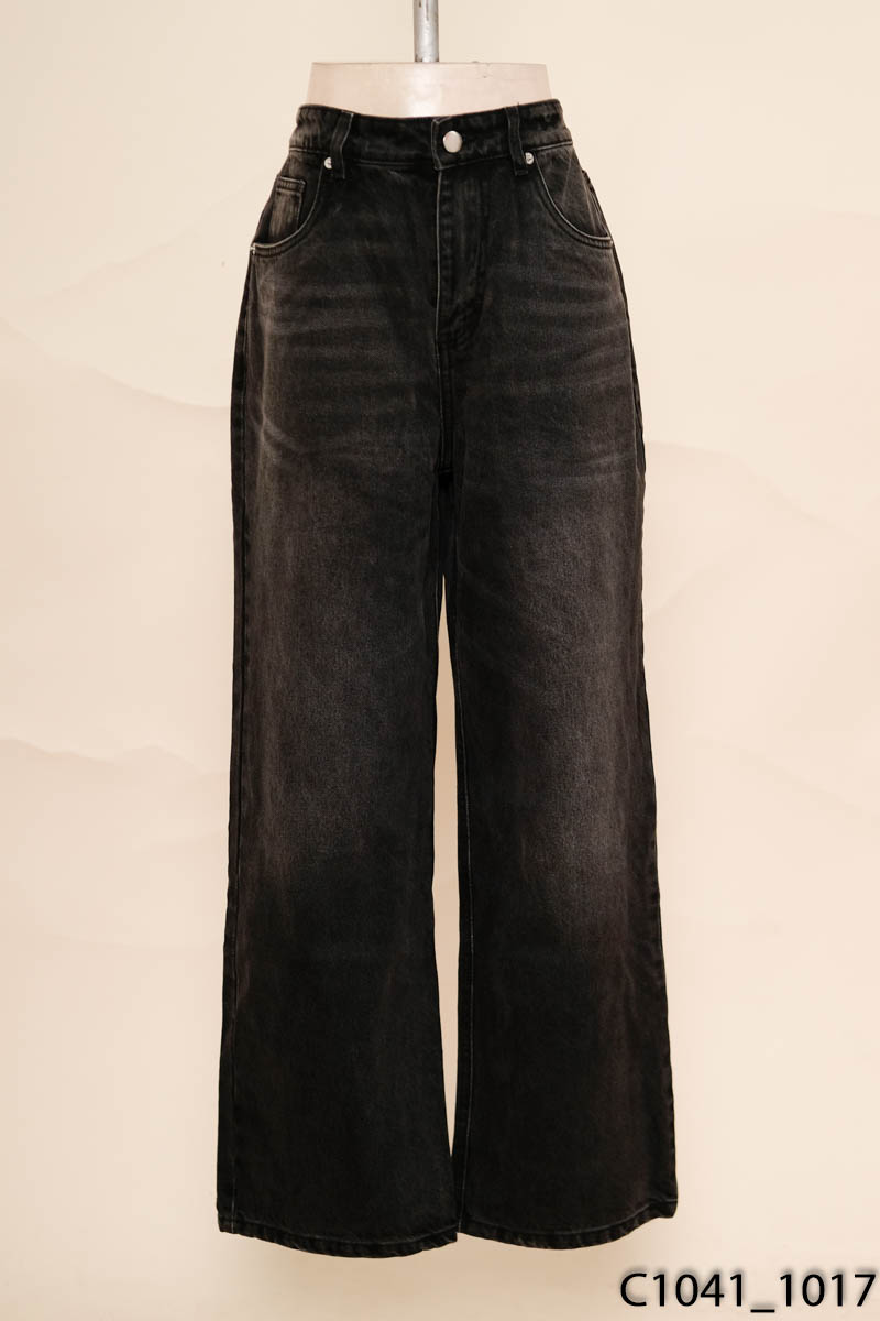 Quần jeans đen ống rộng