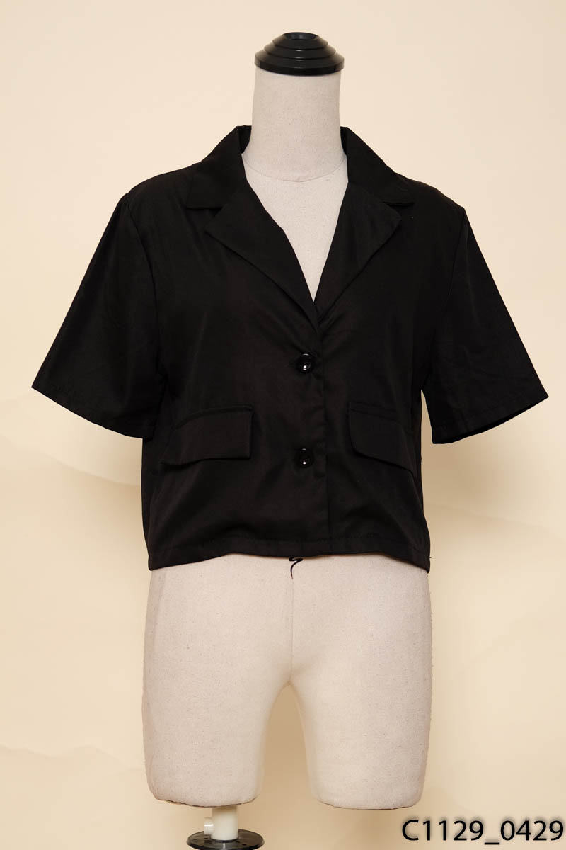 Áo khoác blazer đen ngắn