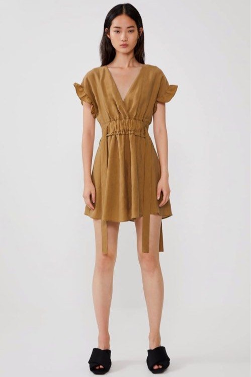 Đầm nâu nhún eo Zara