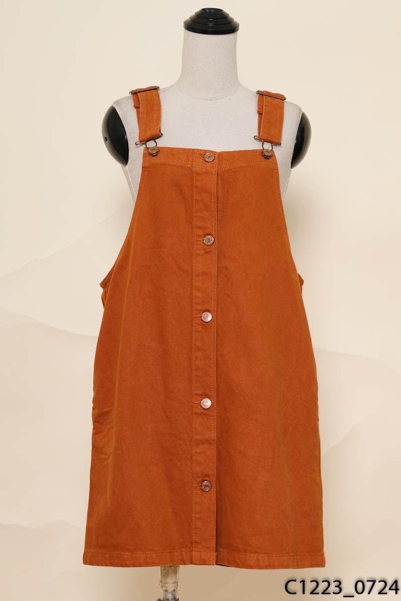 MONKI - Đầm yếm cam suông