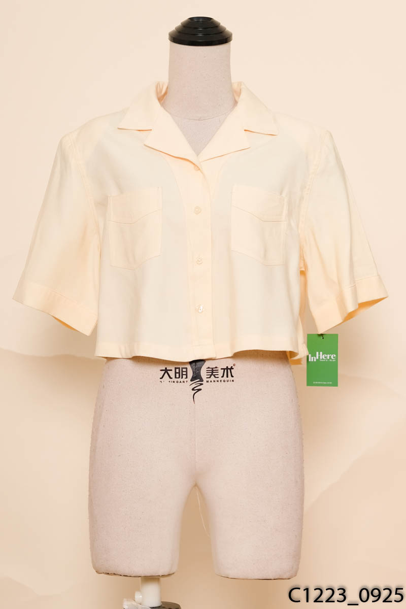 Áo vàng cổ vest cộc tay HM
