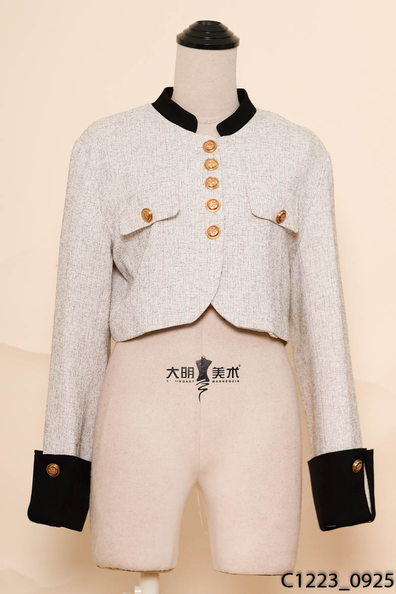 Áo xám dạ tweed dài tay