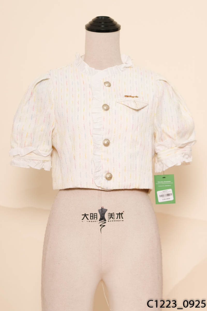 Áo be họa tiết cộc tay