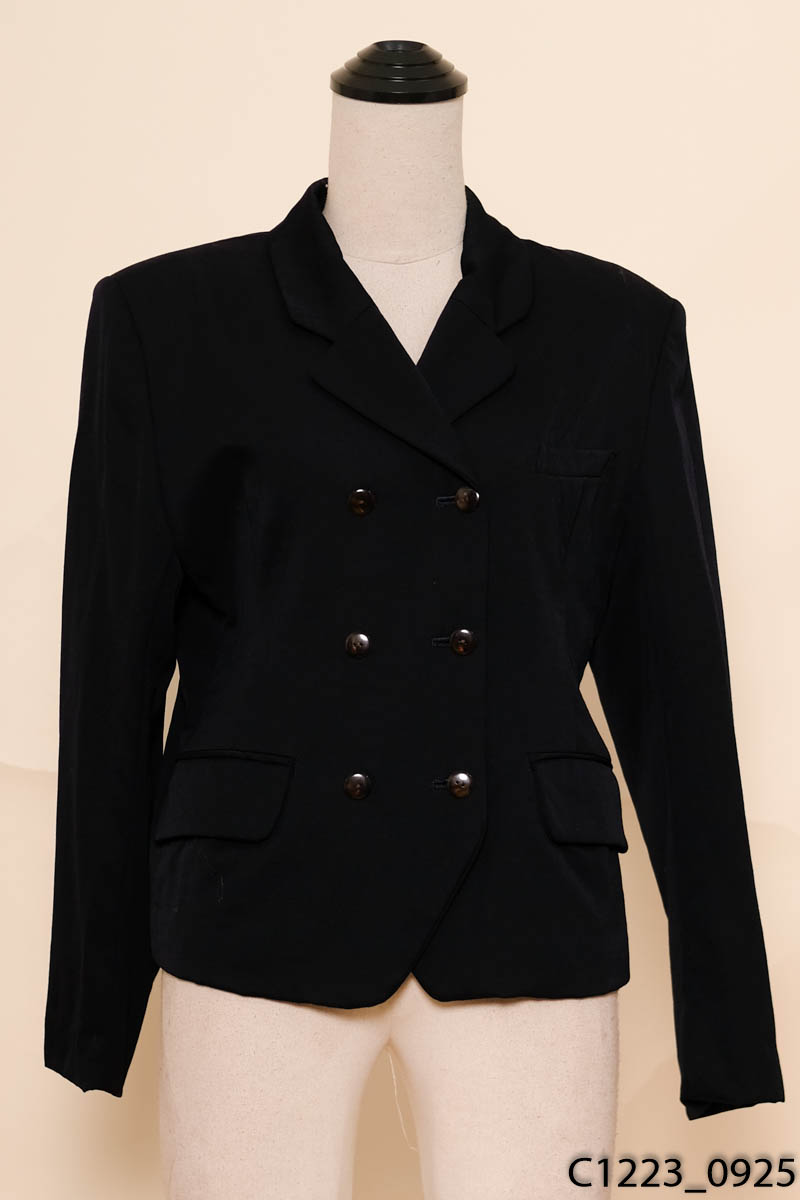 Áo xanh cổ vest dài tay