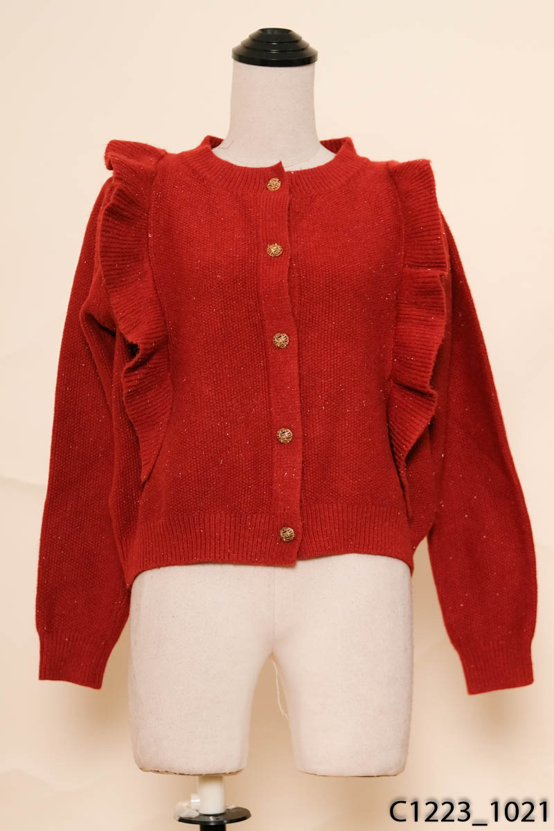 Áo cardigan len đỏ