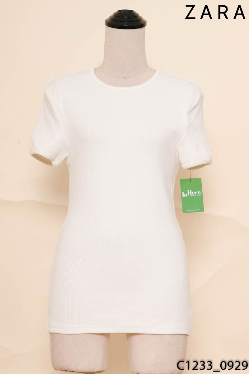 Áo thun gân tăm trắng Zara New Tags