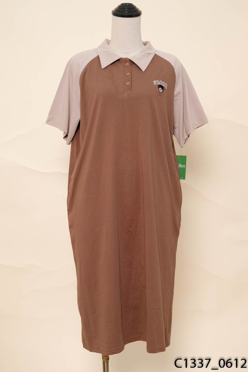 Đầm polo nâu suông