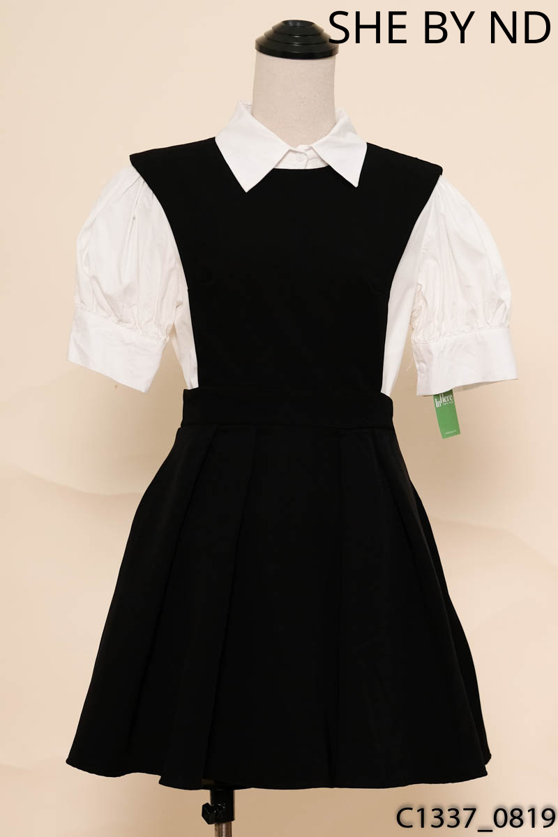 SHE BY ND- Set áo sơ mi trắng+ đầm yếm đen