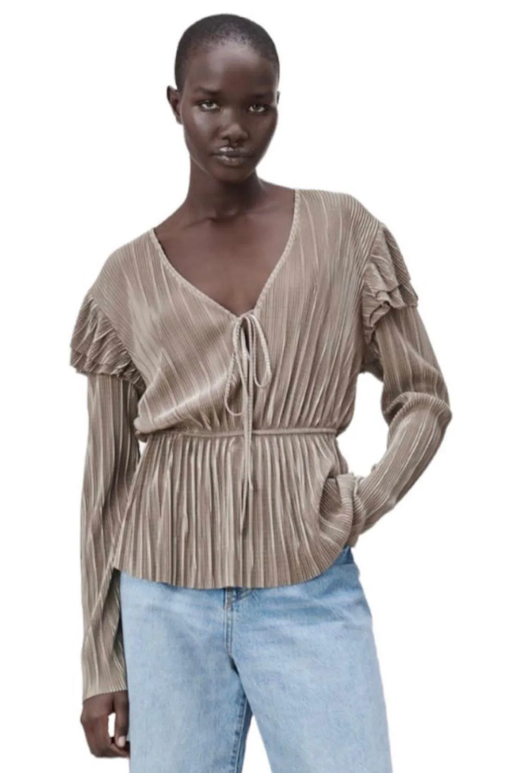 Áo ghi xếp ly Zara