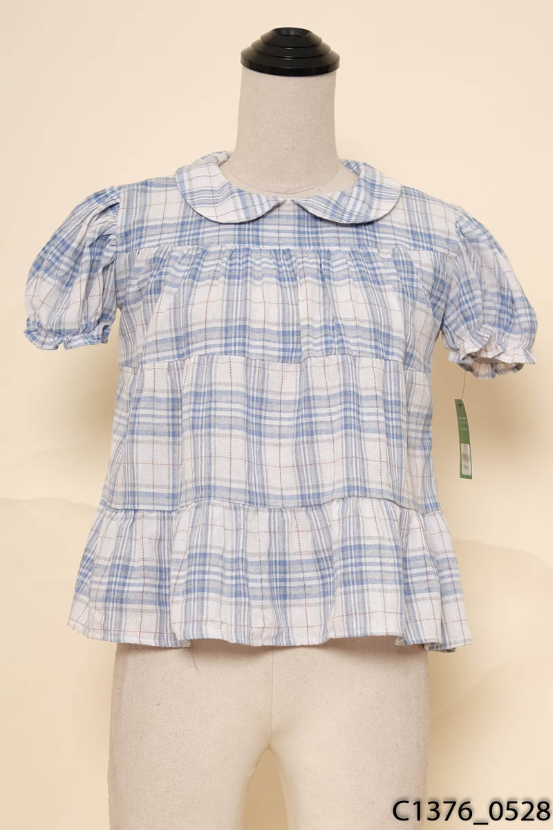 Áo kẻ xanh trắng tay bồng