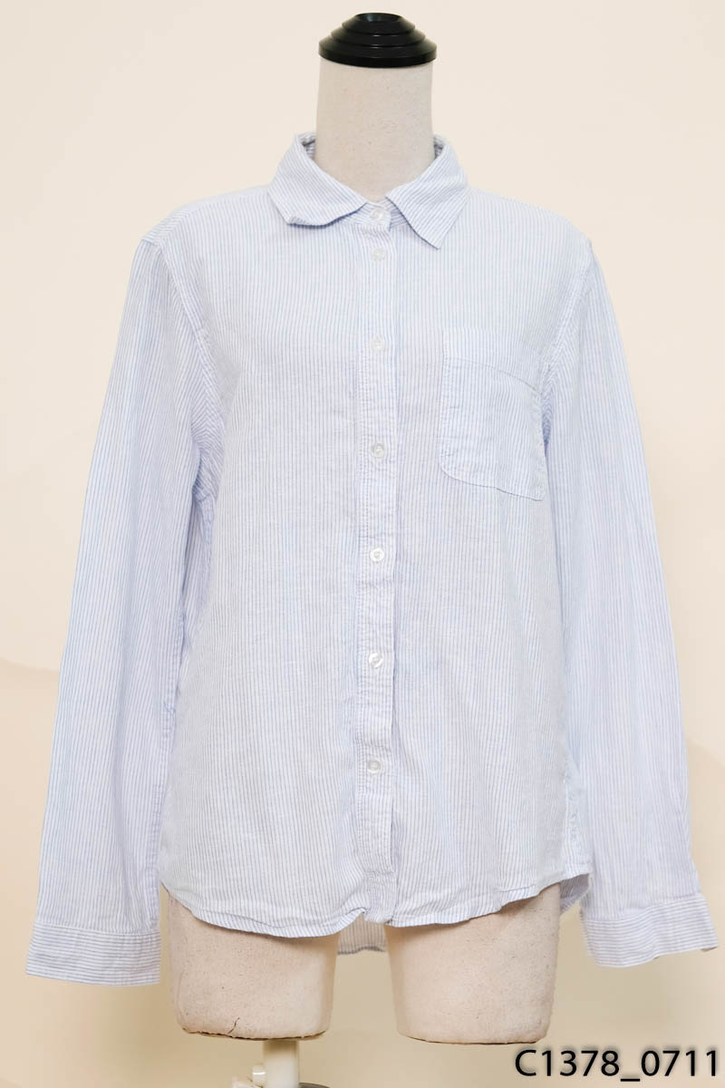 Áo sơ mi linen kẻ xanh trắng