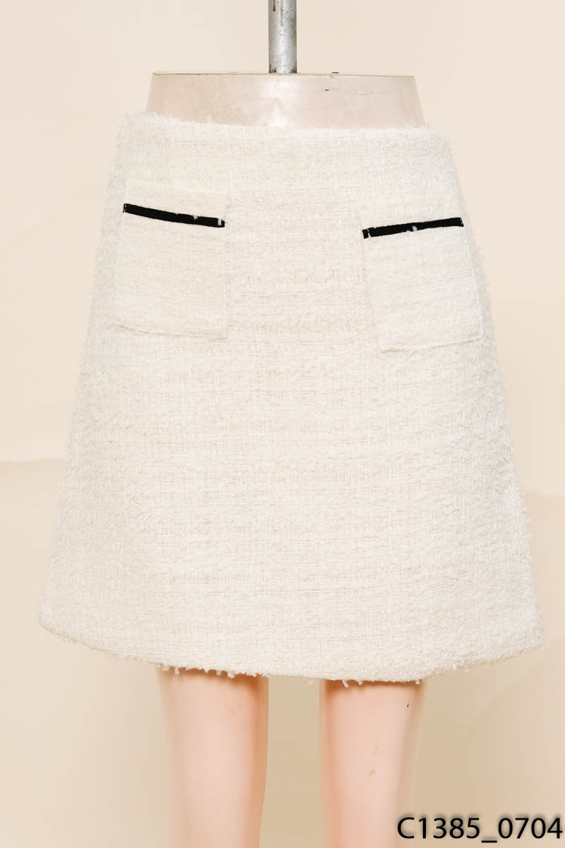 Chân váy be dạ tweed
