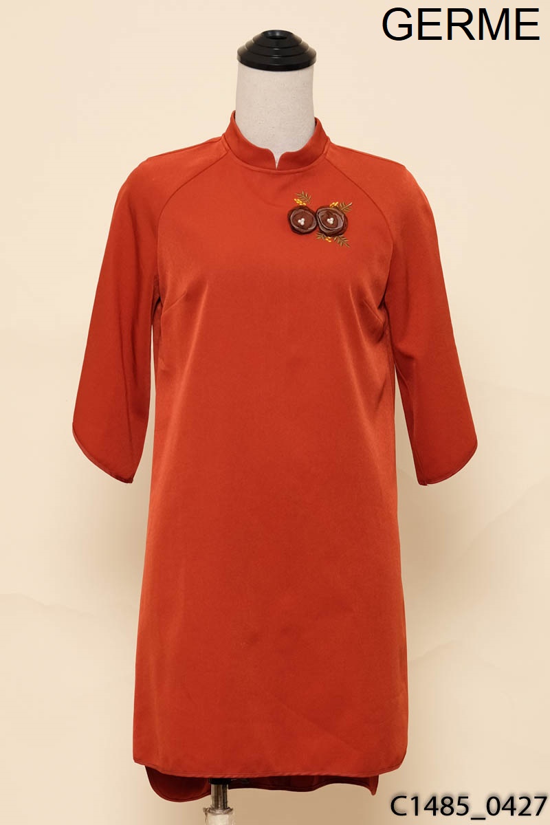 Đầm nâu cam đính hoa Germe