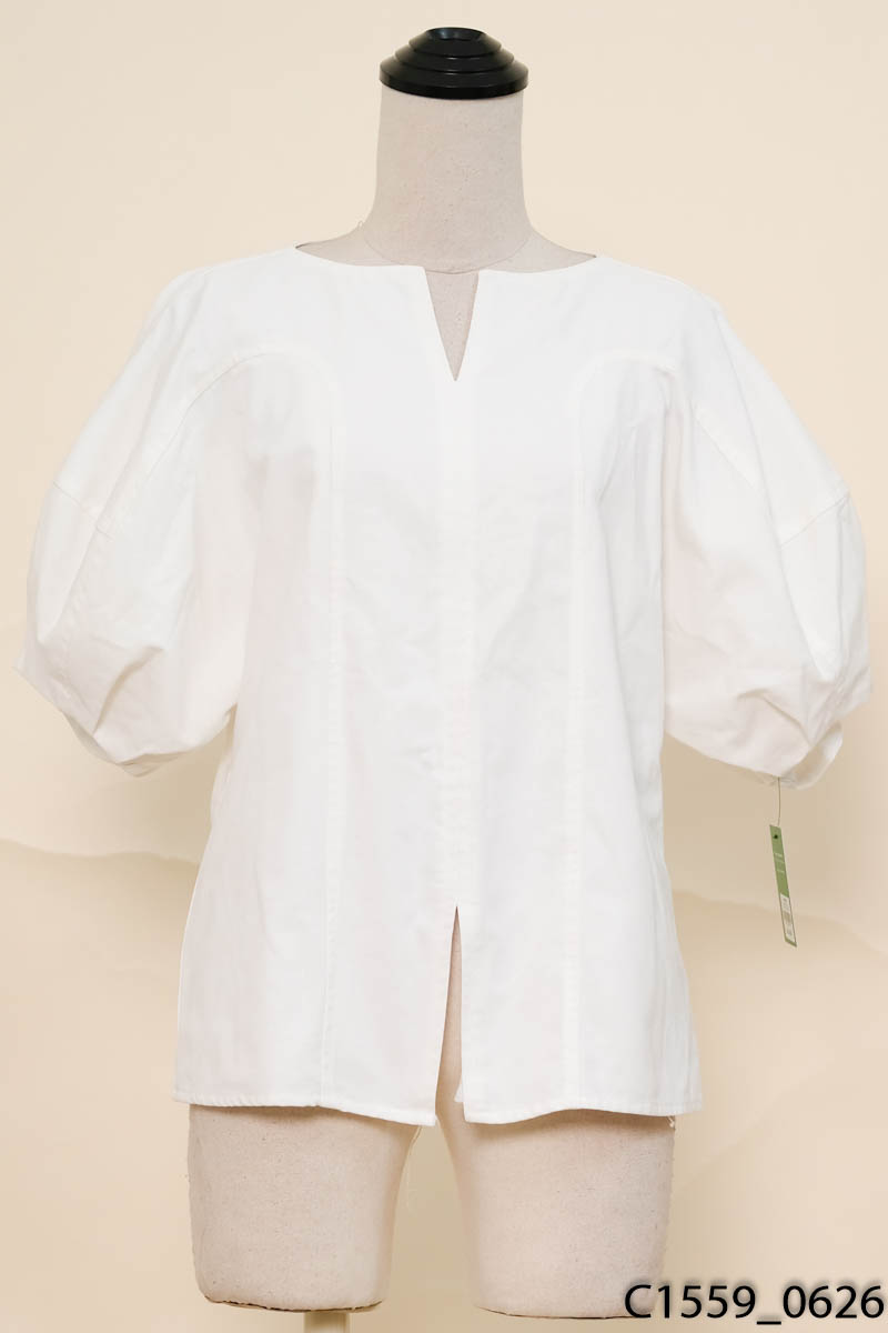 PETILLANT.STUDIO-Áo trắng cổ mở