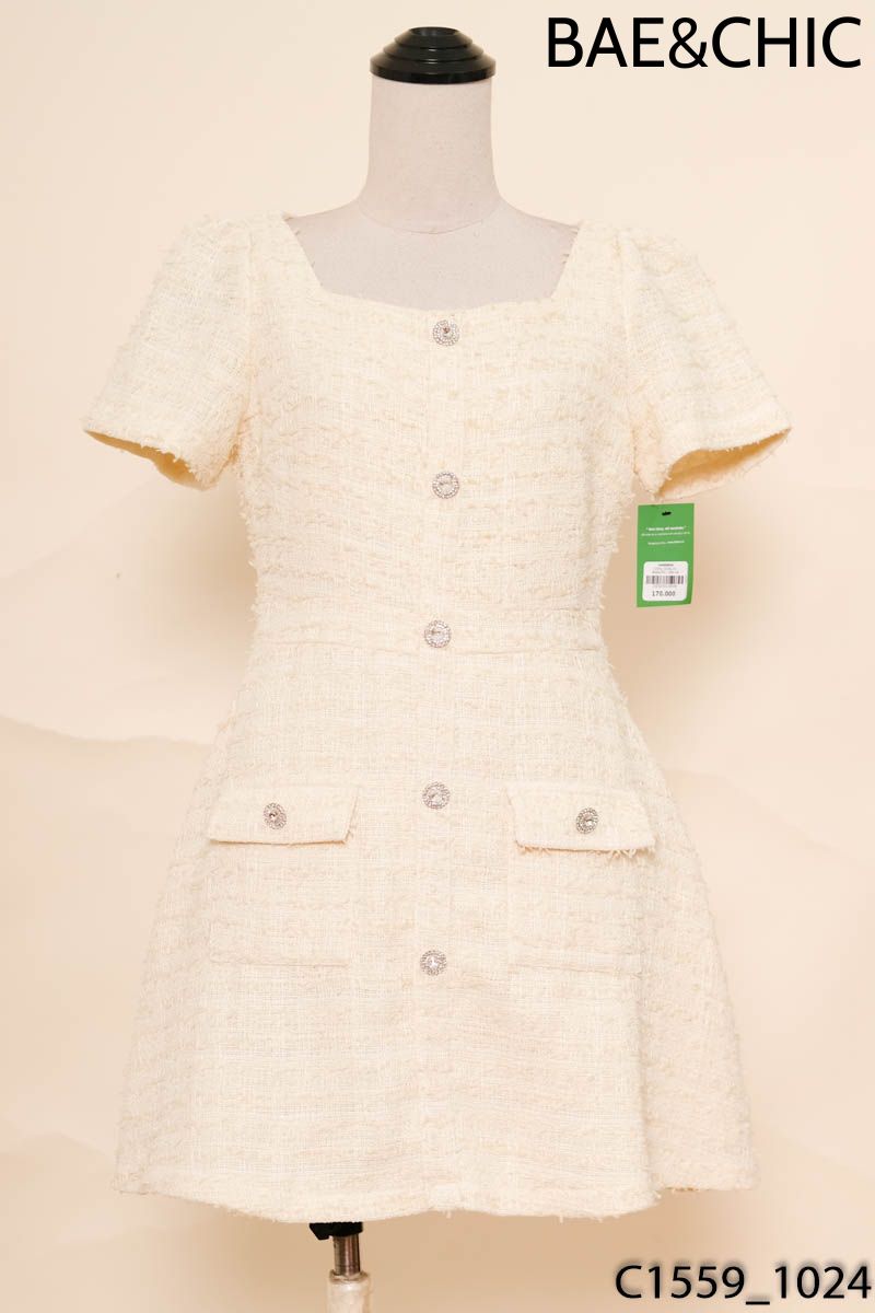 BAE&CHIC - Đầm dạ tweed be