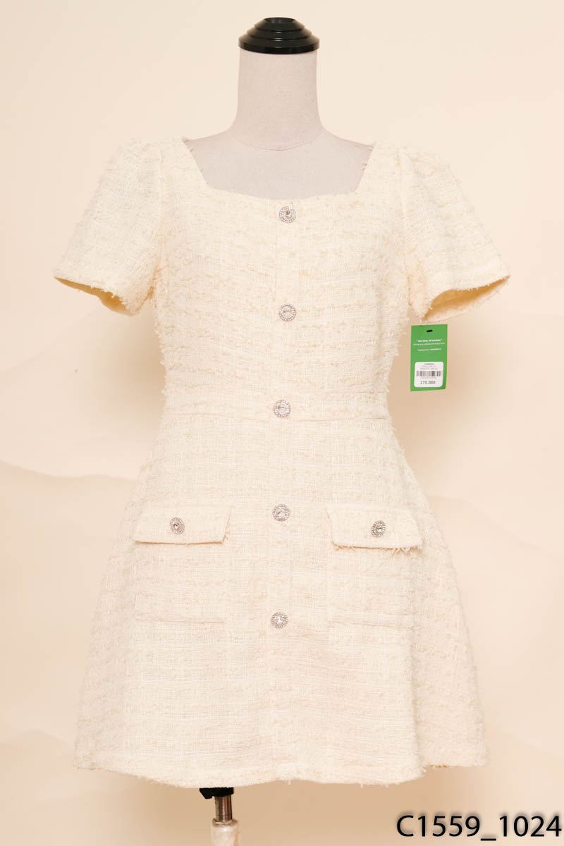 BAE&CHIC - Đầm dạ tweed be