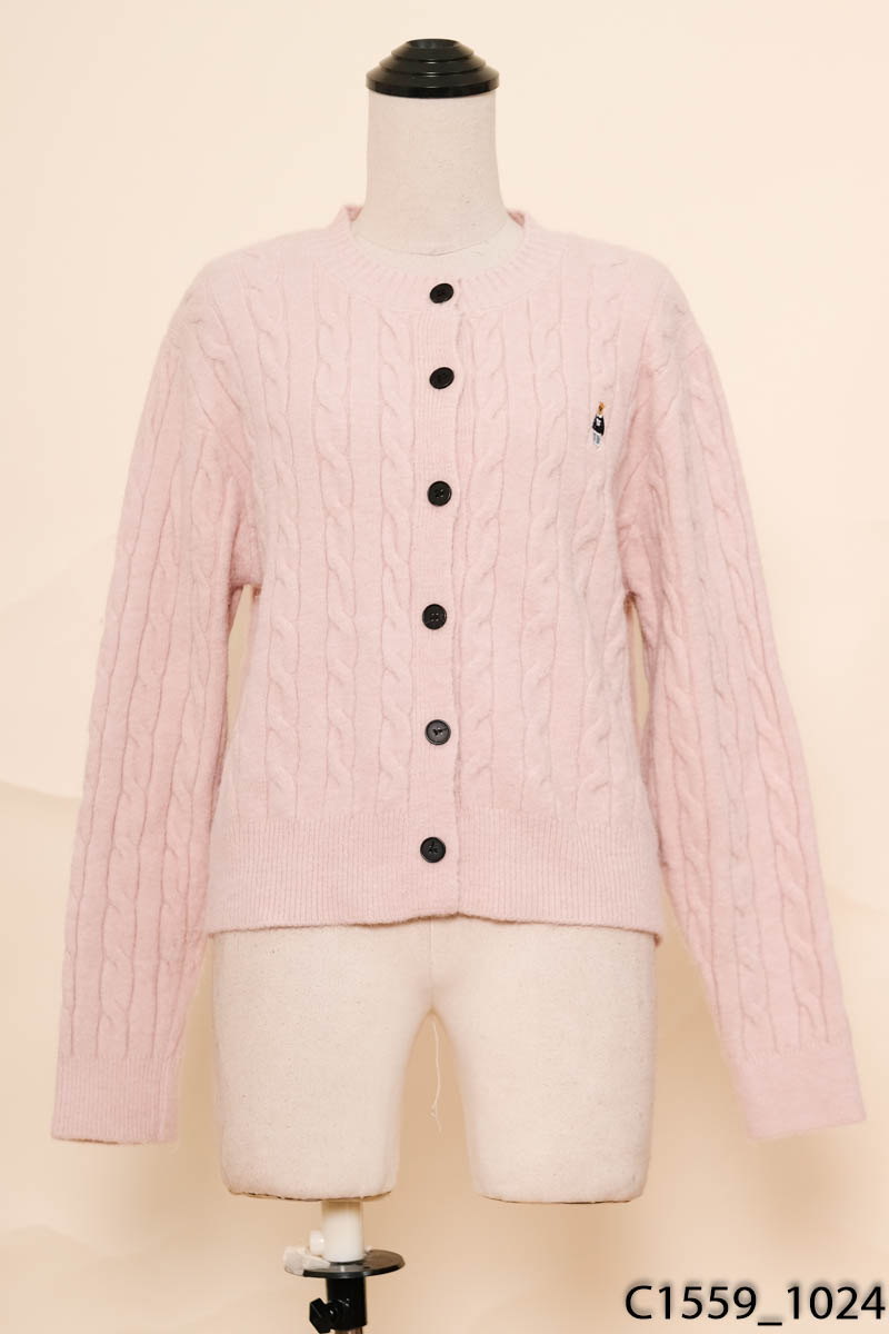 Áo cardigan len hồng