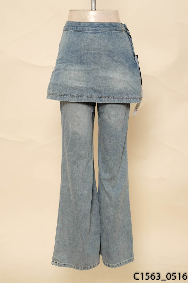 Quần jeans xanh 2 lớp ống rộng New Tags