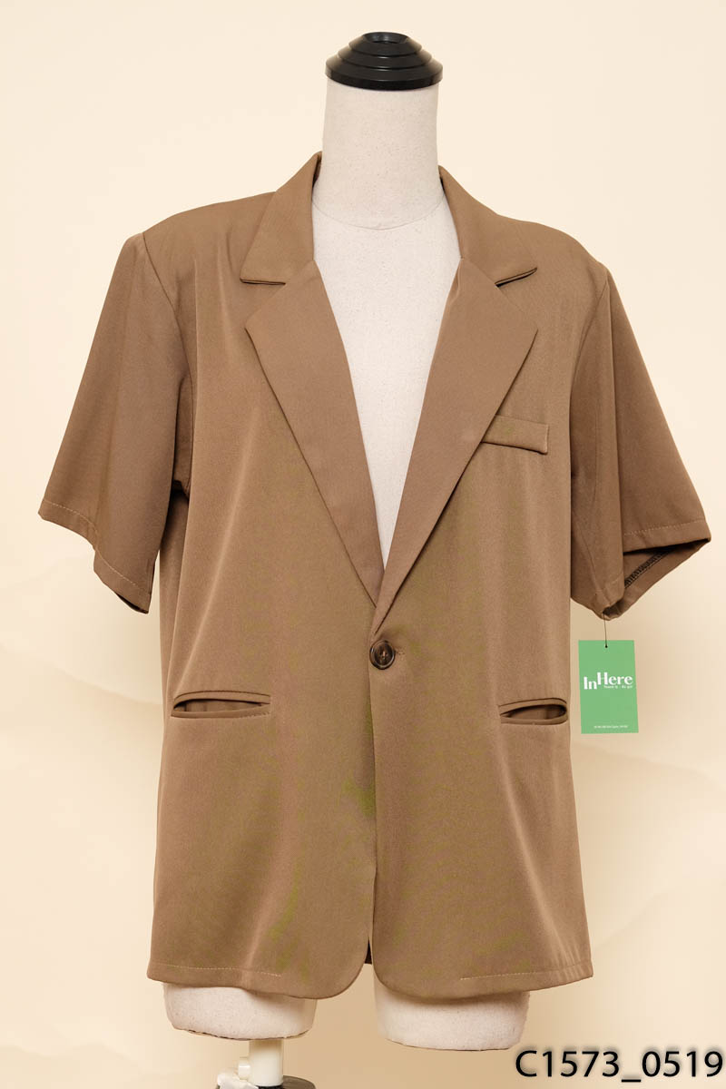Áo khoác vest nâu cộc tay