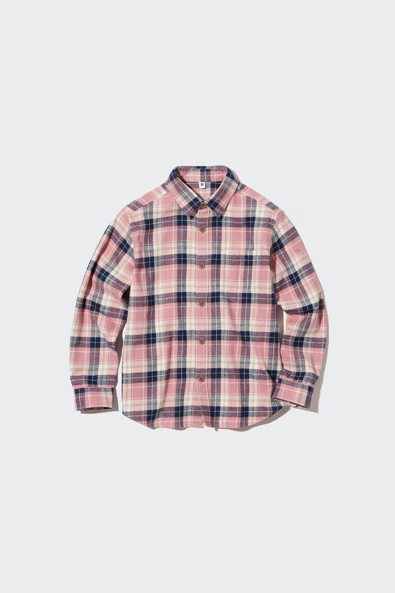 Áo sơ mi hồng kẻ xanh trắng Uniqlo