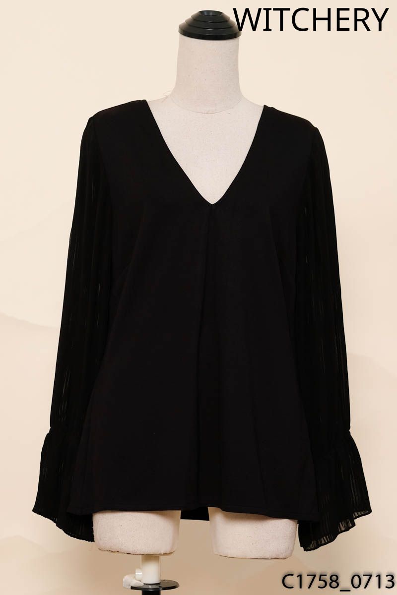 WITCHERY - Áo đen tay xếp ly