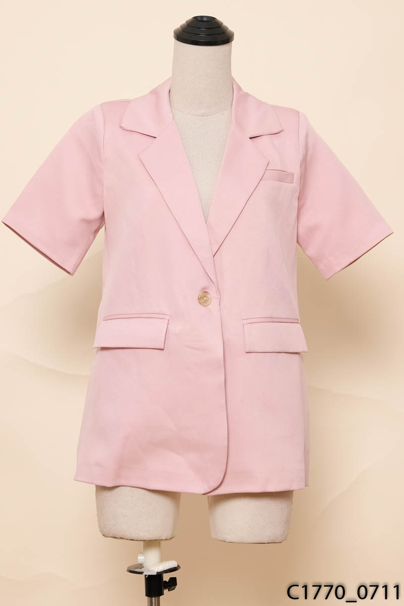Áo khoác vest hồng cộc tay xẻ sau New Tags
