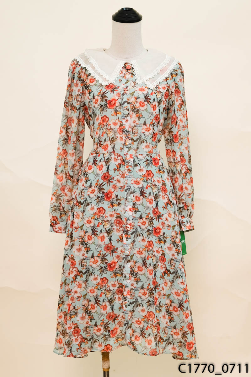 KĐ STORE - Đầm xanh họa tiết hoa New Tags