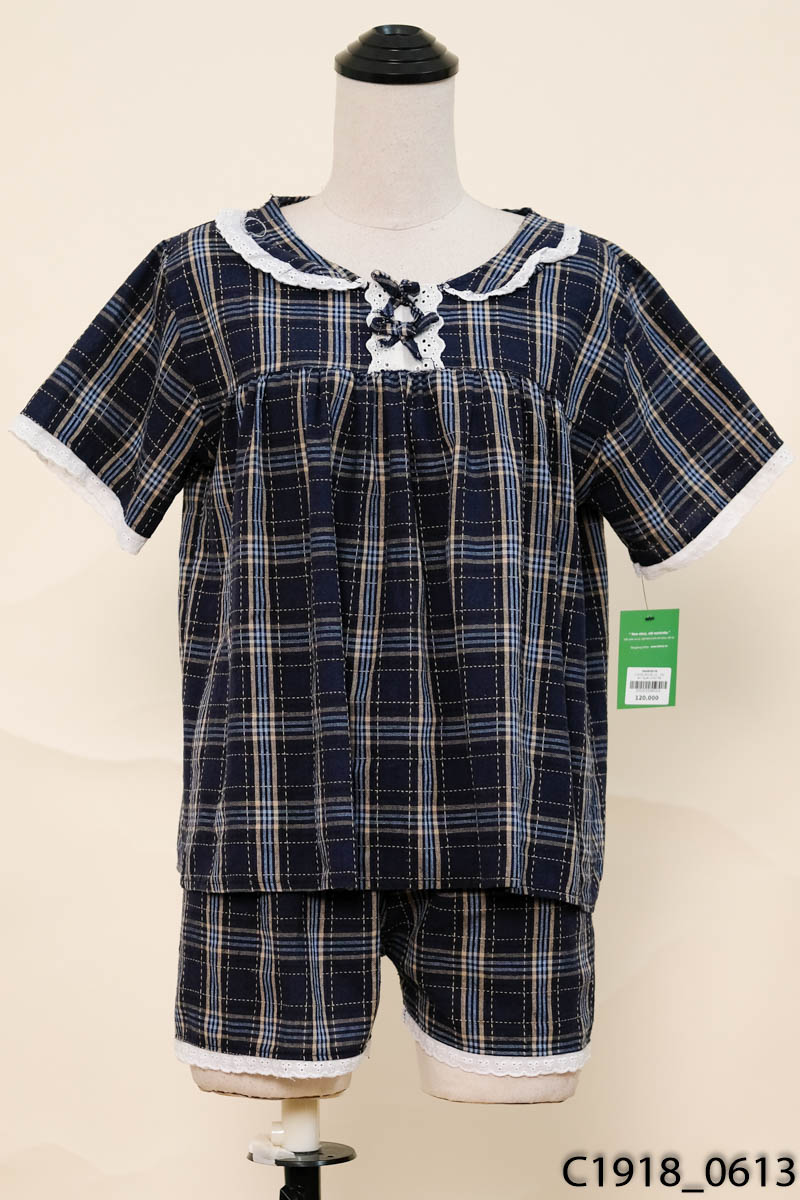 Set áo+quần short kẻ xanh than