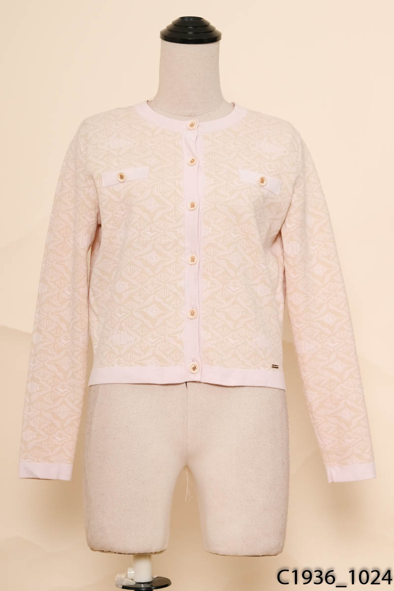 Áo cardigan be phối hồng