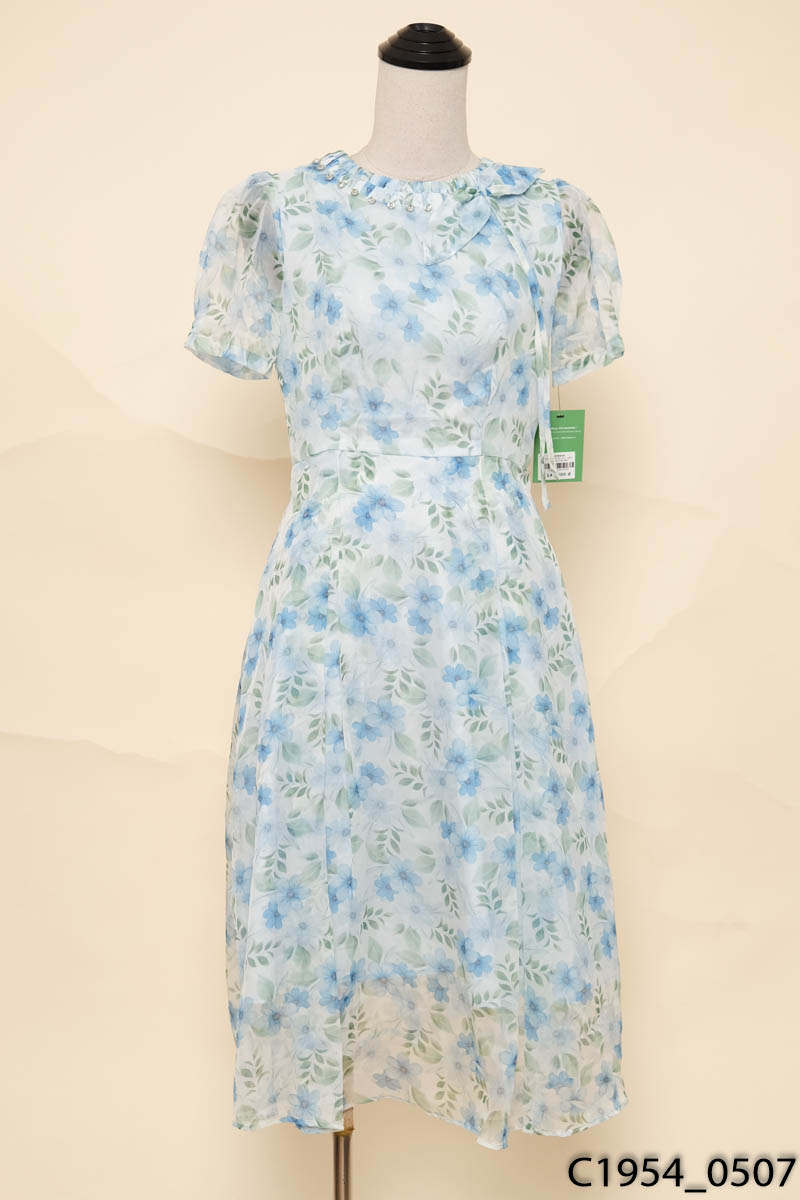 Đầm xanh đính đá New Tags