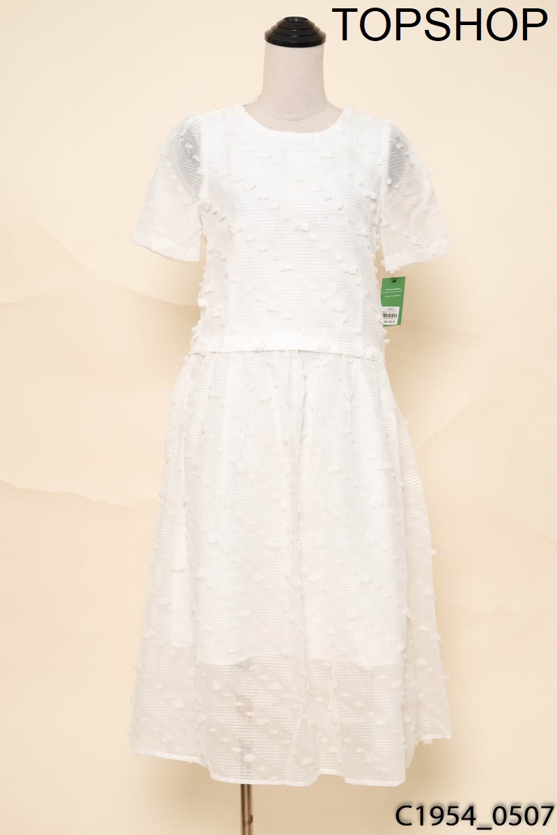 Set áo + chân váy dài trắng Topshop