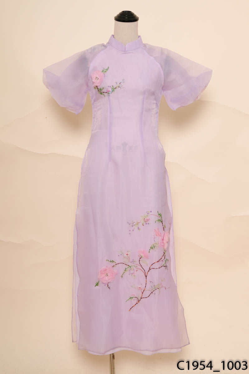 ÁO DÀI VIỆT - Áo dài tím đính hoa New Tags