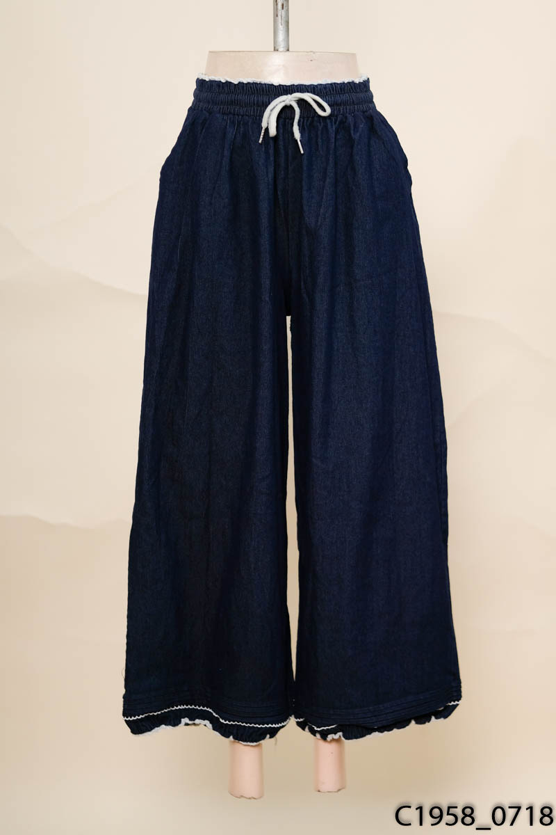 Quần jeans xanh mềm ống rộng