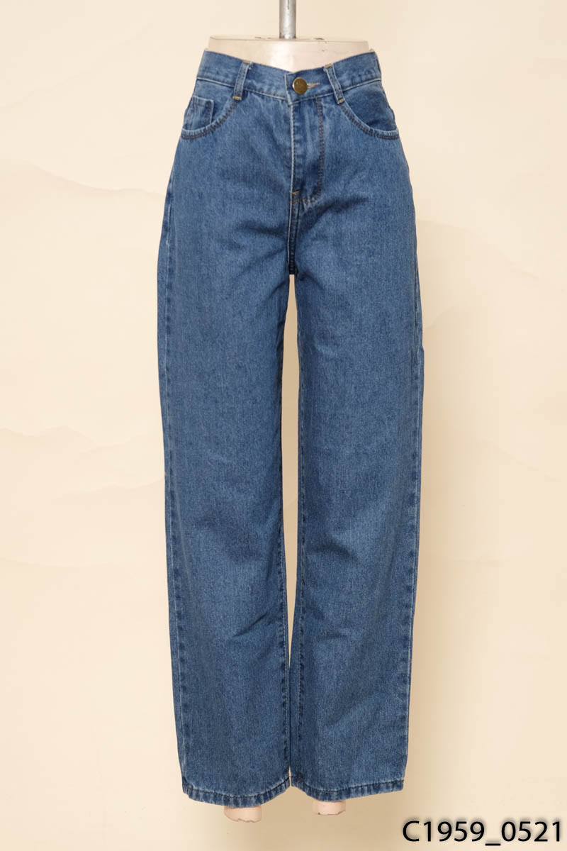 Quần jeans xanh ống đứng