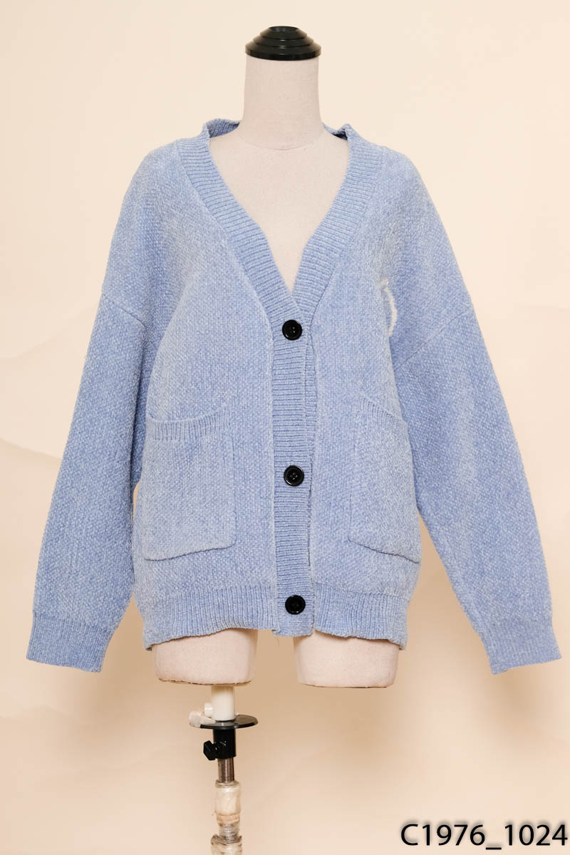 Áo cardigan len xanh