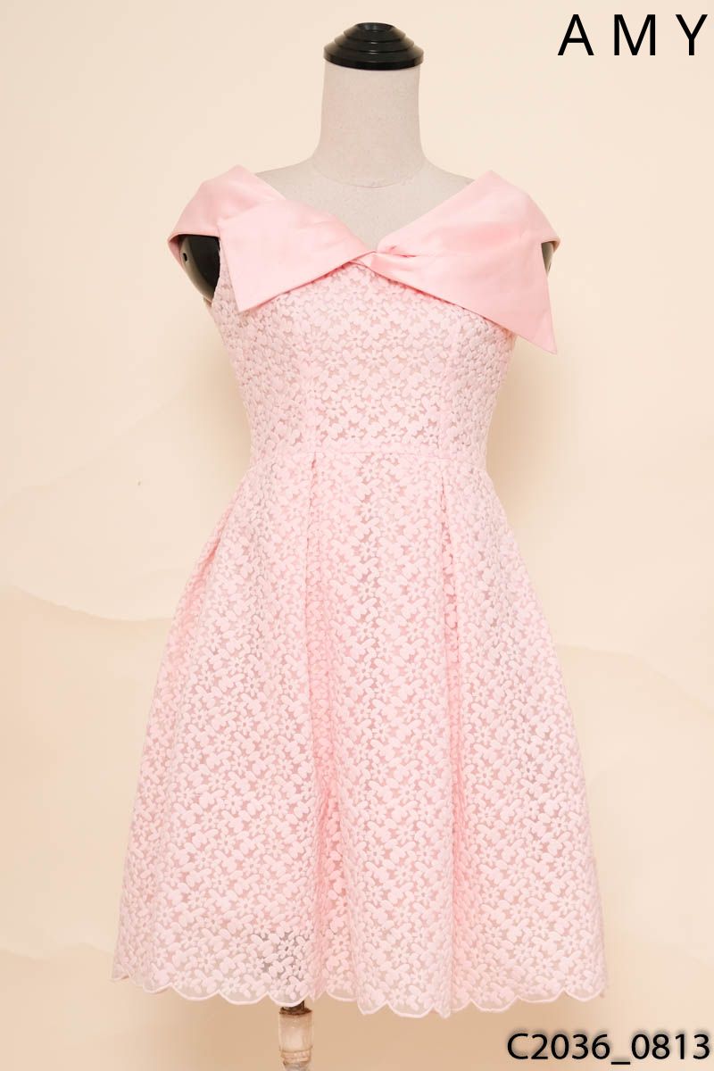 Đầm hồng 2 dây xếp ly Amy
