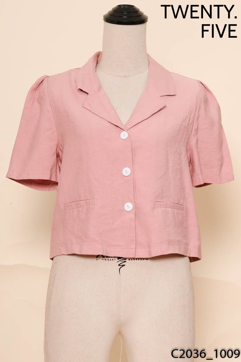 Áo hồng cổ vest cộc tay Twenty.five