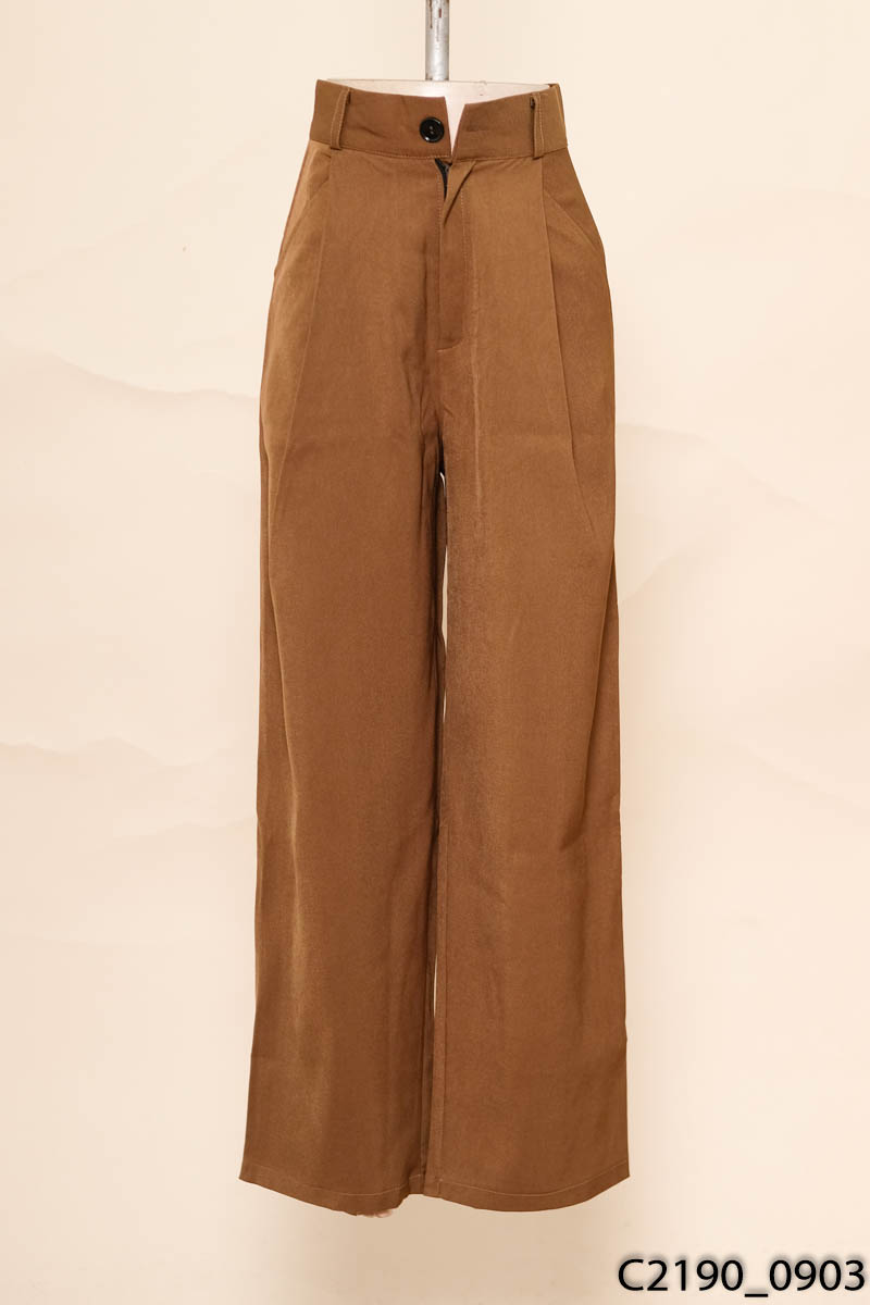 Quần dài nâu cúc đen/ NEW