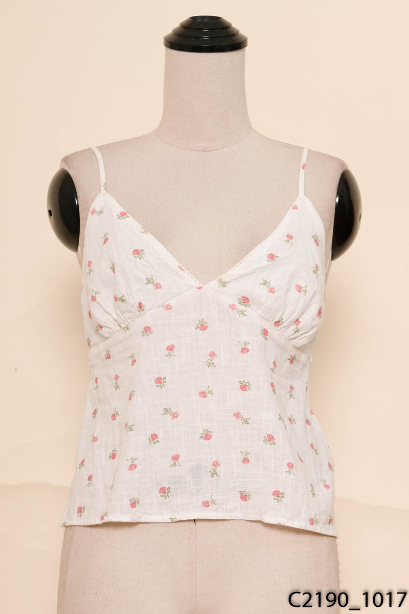 Áo 2 dây trắng họa tiết hoa cotton on